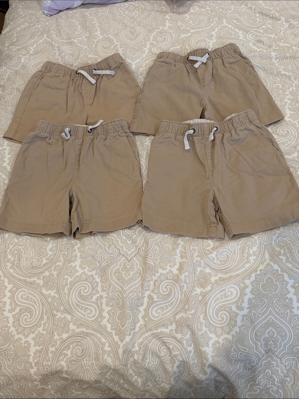 Crewcuts Tan Cotton Drawstring Shorts - Set of 4